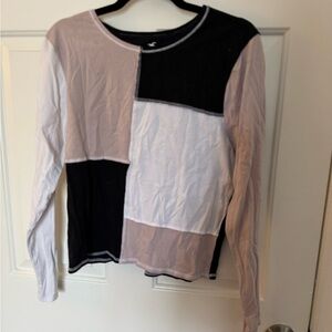 Hollister Colorblock Long Sleeve Tee - Black, White, Pink